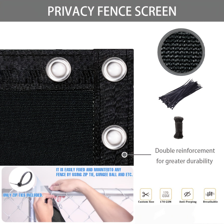 Fence Privacy Screen Multi-Size Heavy Duty HDPE Outdoor Shade Cloth with Cable Zip Ties – 4 5 6 7 8 ft Wide, 15–50 ft Long, Black