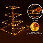 4-Tier Square Acrylic Cupcake Stand with LED Light Strip Holds 52 Cupcakes Dessert Display Tower for Weddings Birthdays Christmas Parties Graduations