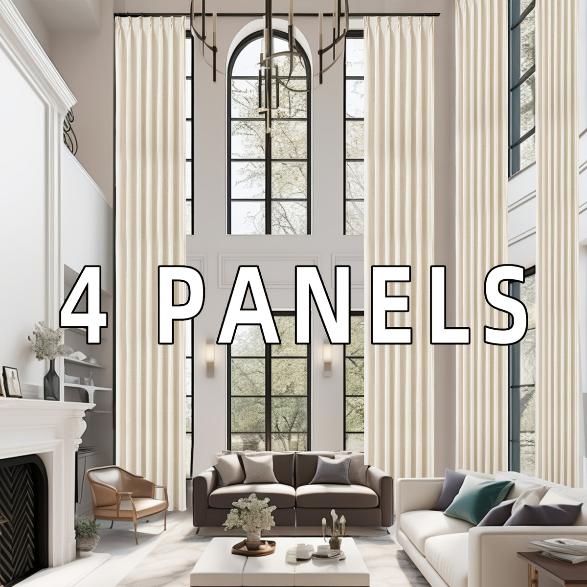 Pinch Pleated Textured Semi-Sheer Curtains – Farmhouse & Modern Rustic, Back Tab | Living Room & Bedroom | 2 Colors, 12 Sizes | Packs of 2 & 4 | Nuvia Haven