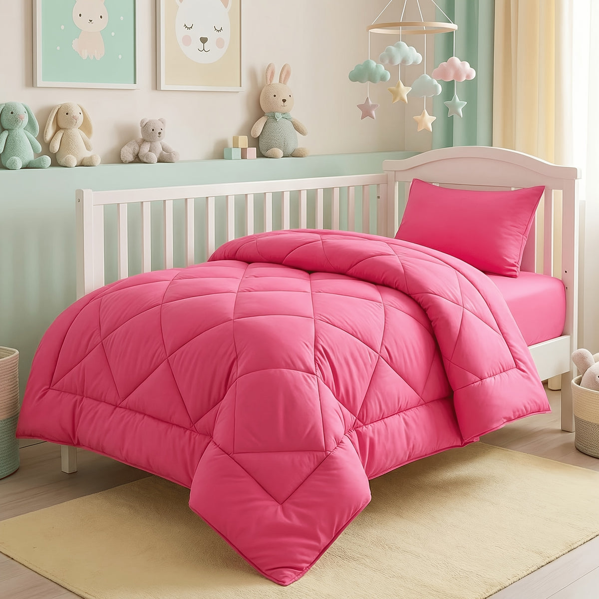 Diamond Pattern Quilt Bedding Set with Pillowcases 2/3 Piece – Soft Breathable Lightweight Comforter Twin Queen King 30+ Colors