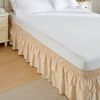 Double Ruffle Bed Skirt – 16" Drop Elastic Wrap-Around | Easy Install, Machine Washable | Twin, Full, Queen, King