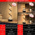 Spiral Adjustable Desk Lamp Vintage Style with Dimmable Warm Light, 3 Color Modes 10 Brightness Settings, Space-Saving Table Lamp for Bedroom Study & Living Room, 12V Safe Low Voltage, Gift for Friends & Family