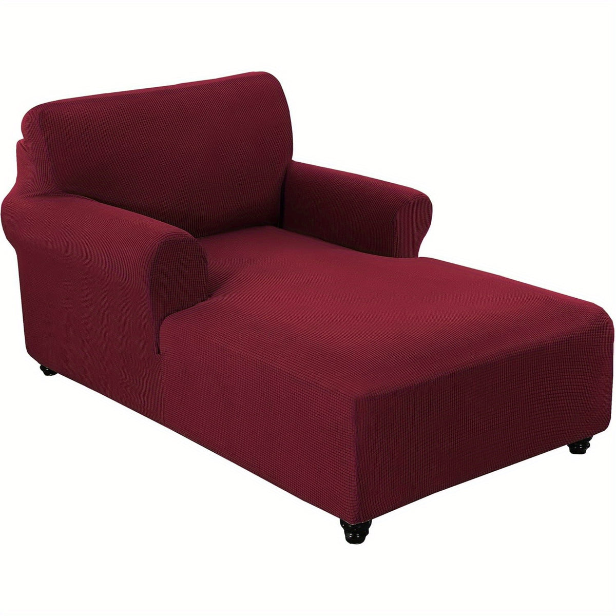 Chaise Lounge Cover Stretch Slipcover – Jacquard Lattice Fabric, Soft Machine Washable Chair Cover with No or Double Armrests for Living Room Bedroom, 11 Colors
