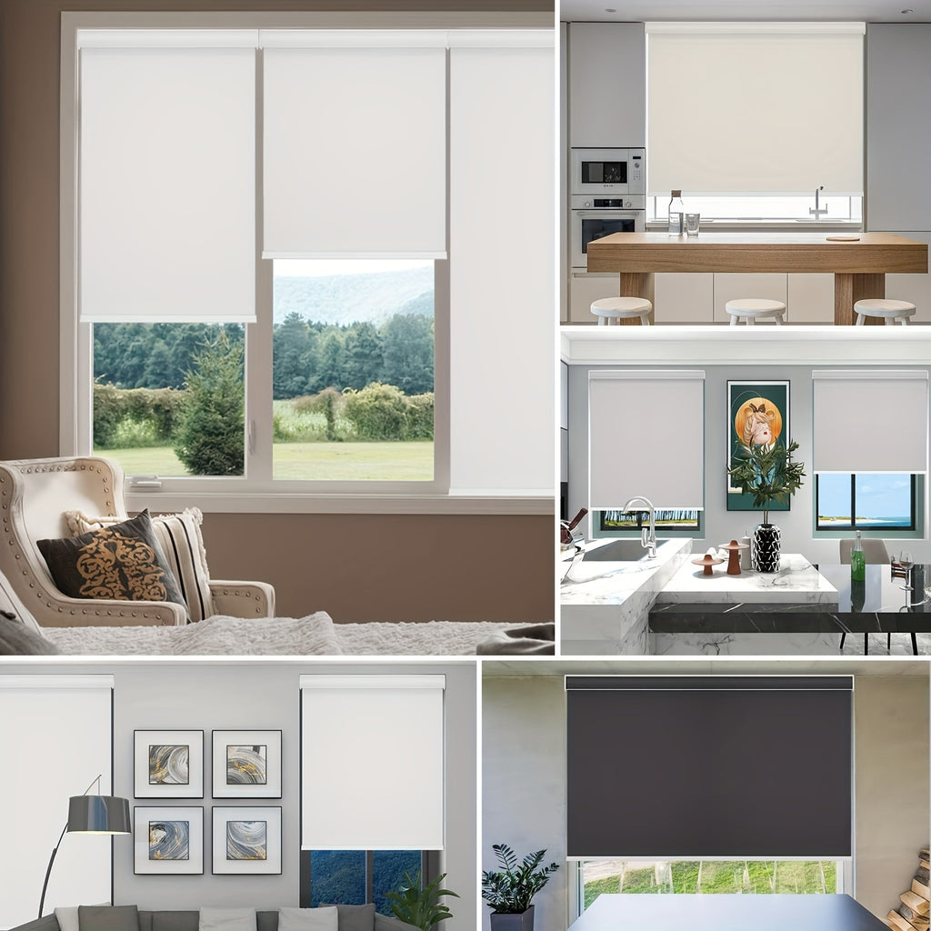 Blackout Roller Shades for Windows, Cordless Room Darkening Window Blinds, Thermal Insulated UV Protection, Easy Install for Bedroom Living Room Office