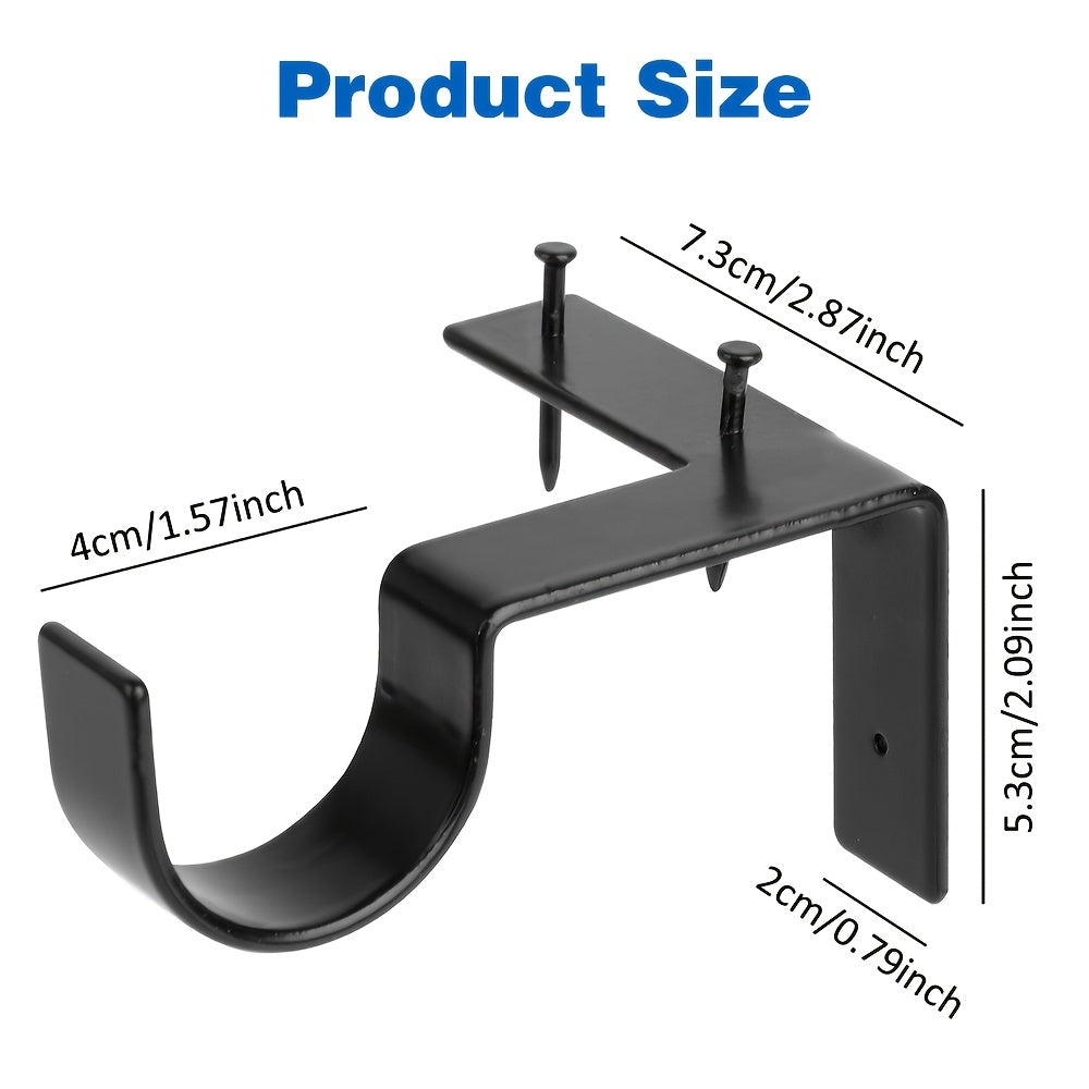 No-Drill Black Curtain Rod Brackets – Heavy Duty Screwless Steel Holders, Adjustable, Holds 20 lbs | Set of 4, 8, or 12 | Nuvia Haven