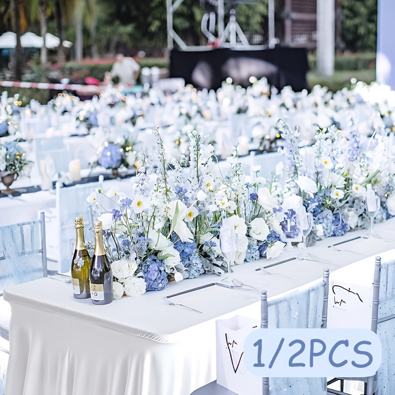 Rectangle Tablecloth with Skirt Wrinkle-Resistant Table Cover for Weddings Birthdays Graduations Black White Red 1 2 4 8 Pcs
