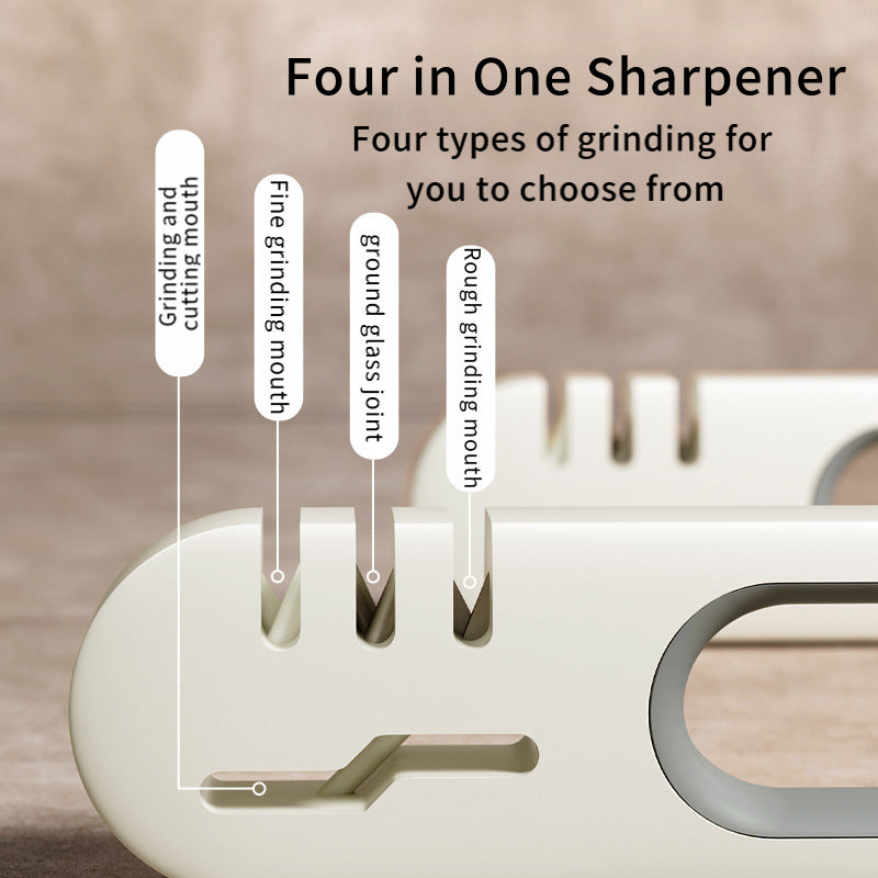 4-Stage Knife Sharpener Professional Manual Sharpener - Multi-Purpose Kitchen Knife Sharpener for Ceramic, Scissors & Hunting Knives, Anti-Slip Ergonomic Handle, Stone Design Blade Sharpener