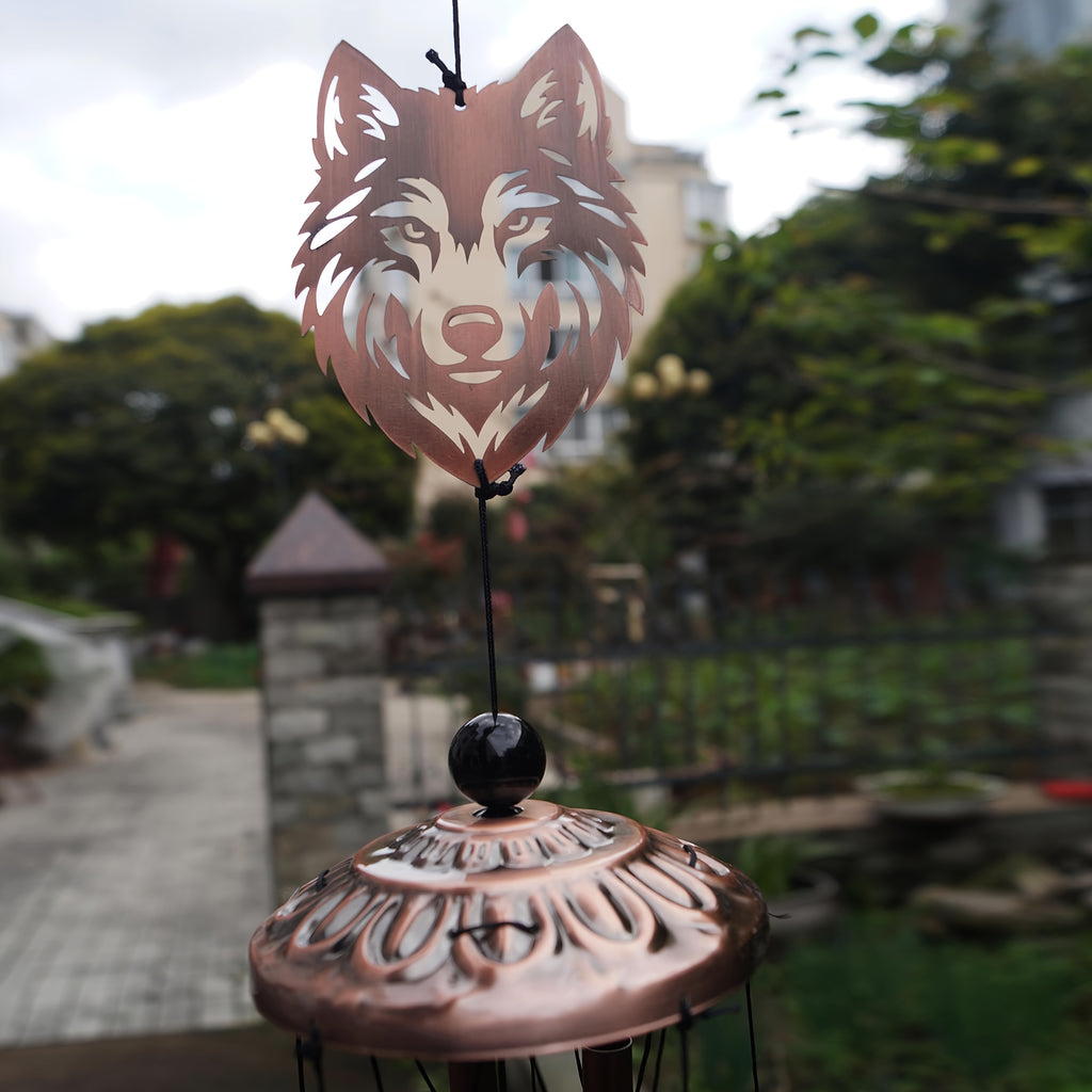 Wolf Wind Chimes Outdoor Metal – Unique Wolf Gift for Women & Men, Memorial Sympathy Birthday Gift, Patio Garden Porch & Yard Decor