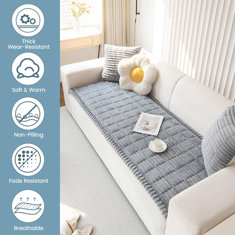 Corduroy Pet Sofa Cover Non-Slip Couch Protector for Dogs & Cats – Thickened Fuzzy Washable Furniture Cover for Sofas, Chairs & Recliners, Scratch-Proof & Pet Hair Resistant Home Decor