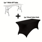 Folding Table 4 ft or 6 ft Plastic Portable with Carrying Handle and Locking Legs – Lightweight Fold-in-Half Table for Picnic, Camping, Party, Dining, Office & Outdoor Use | White