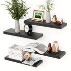Floating Shelves Wall Mounted Set of 4 – Modern Wall Shelves with Invisible Brackets, Marble Surface Display Shelf for Bedroom, Bathroom, Kitchen & Living Room, Easy No-Drill Install
