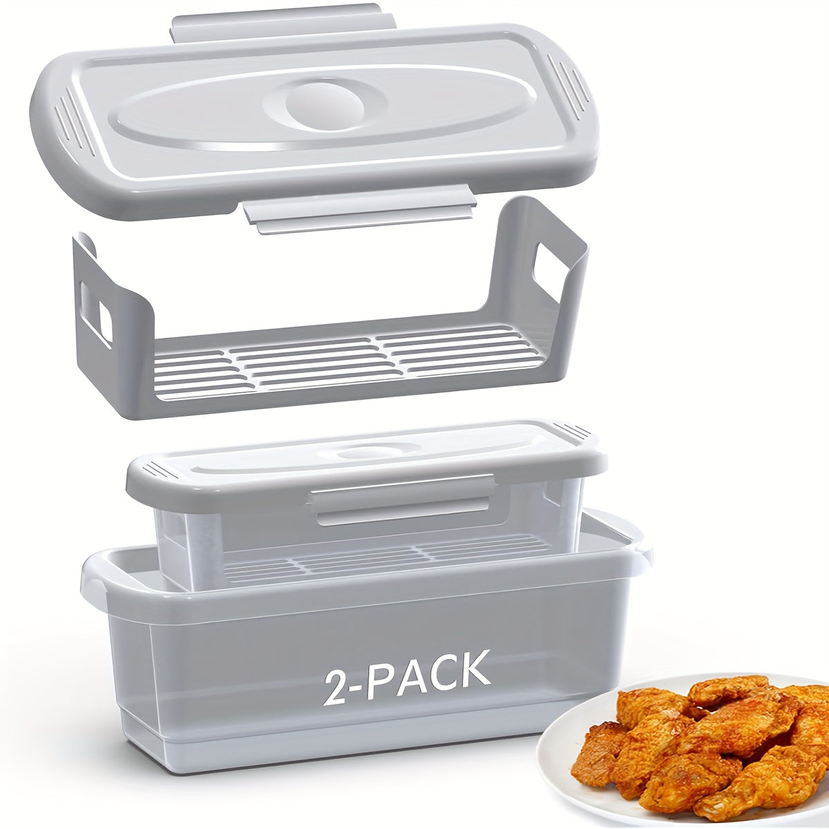 Batter Shaker Bowl with Lid 2-Piece Set for Breading and Seasoning - Flour Coating Bowl for Fried Chicken, Fish, Onion Rings & Crispy Fried Foods