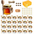 Mini Hexagon Honey Jar Favor Set – 1.5oz Glass Jars with Golden Lid, Bee Charm, Honey Dipper & Gift Tags | 20-60 Pcs | Wedding, Baby Shower & Party Favors