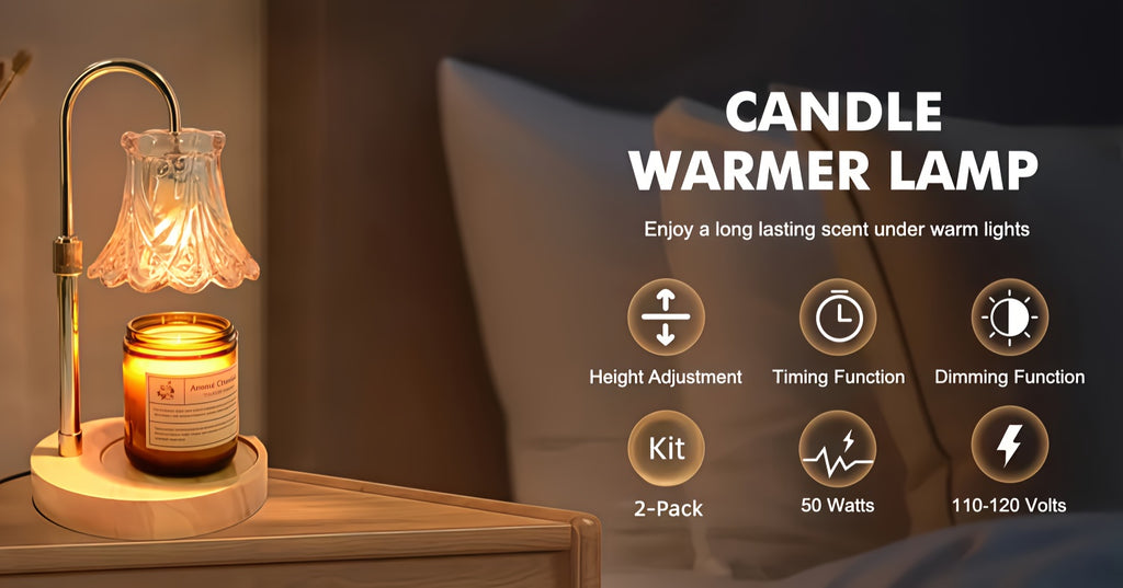 Flower Candle Warmer Lamp 2-Pack – Adjustable Height with Timer & Dimmer, Wax Melt Warmer for Scented Wax, Flameless Room Decor, Thoughtful Gift for Mom (Bulb Not Included)