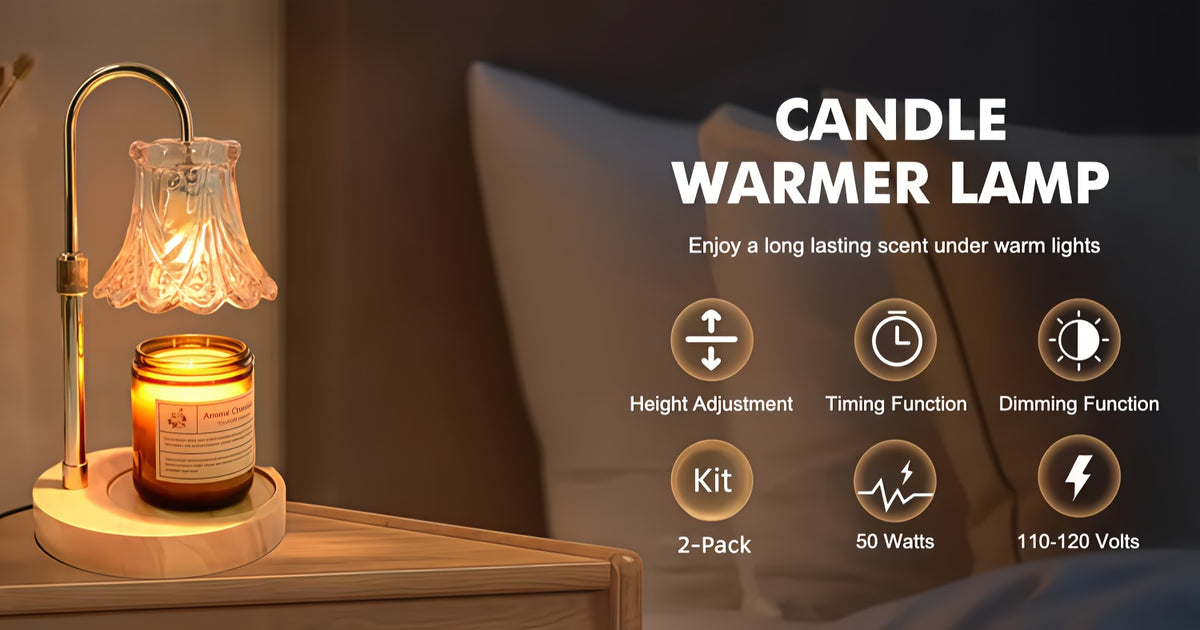 Flower Candle Warmer Lamp 2-Pack – Adjustable Height with Timer & Dimmer, Wax Melt Warmer for Scented Wax, Flameless Room Decor, Thoughtful Gift for Mom (Bulb Not Included)