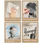 No Drill Adhesive Door Hooks 5 Hooks Strong Load Bearing Wall Hook for Door Back Bathroom Entrance Clothes Hanger Organizer Apartment Renter Friendly