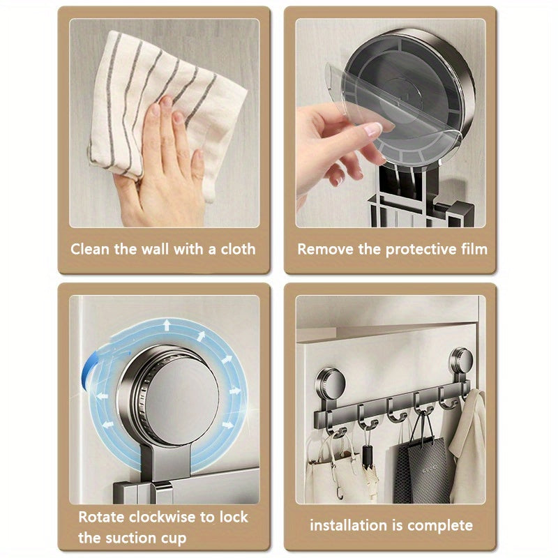 No Drill Adhesive Door Hooks 5 Hooks Strong Load Bearing Wall Hook for Door Back Bathroom Entrance Clothes Hanger Organizer Apartment Renter Friendly