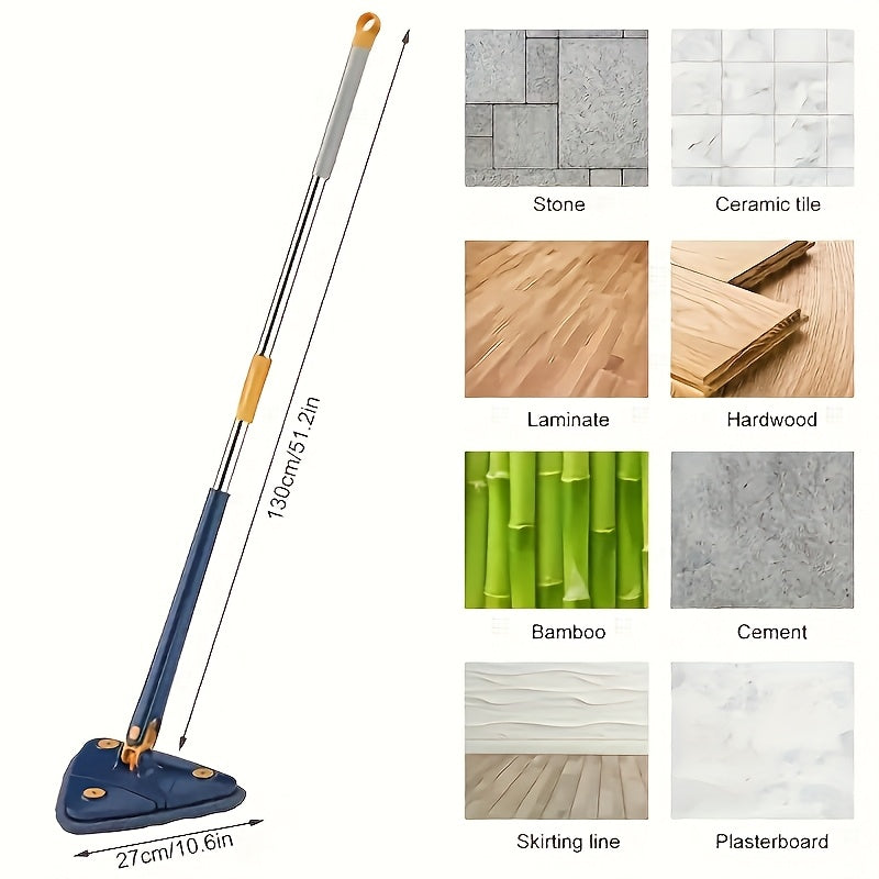 360 Rotating Spin Mop Hands-Free Wet Dry Floor Cleaner with Long Handle – Multi-Surface Home Cleaning Mop, No Battery Required