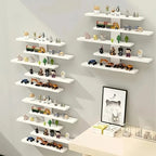 5-Layer Fiberboard Wall Display Shelf – Multifunctional Adjustable Wall-Mounted Rack for Statues, Figurines, Collectibles & Home Office Decor, Black or White, 1/2/4 Piece