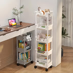 Shoe Rack with Wheels 3/4/5 Tier White Metal Shoe Storage Rack with Hooks Rolling Shelving Unit for Entryway Bedroom Closet Kitchen Office