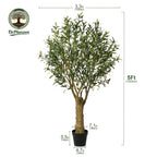Artificial Olive Tree with Black Planter 5 6 7 8ft UV Resistant Faux Olive Plant Silk Leaves Mediterranean Indoor Outdoor Decor Living Room Office Bedroom Gift