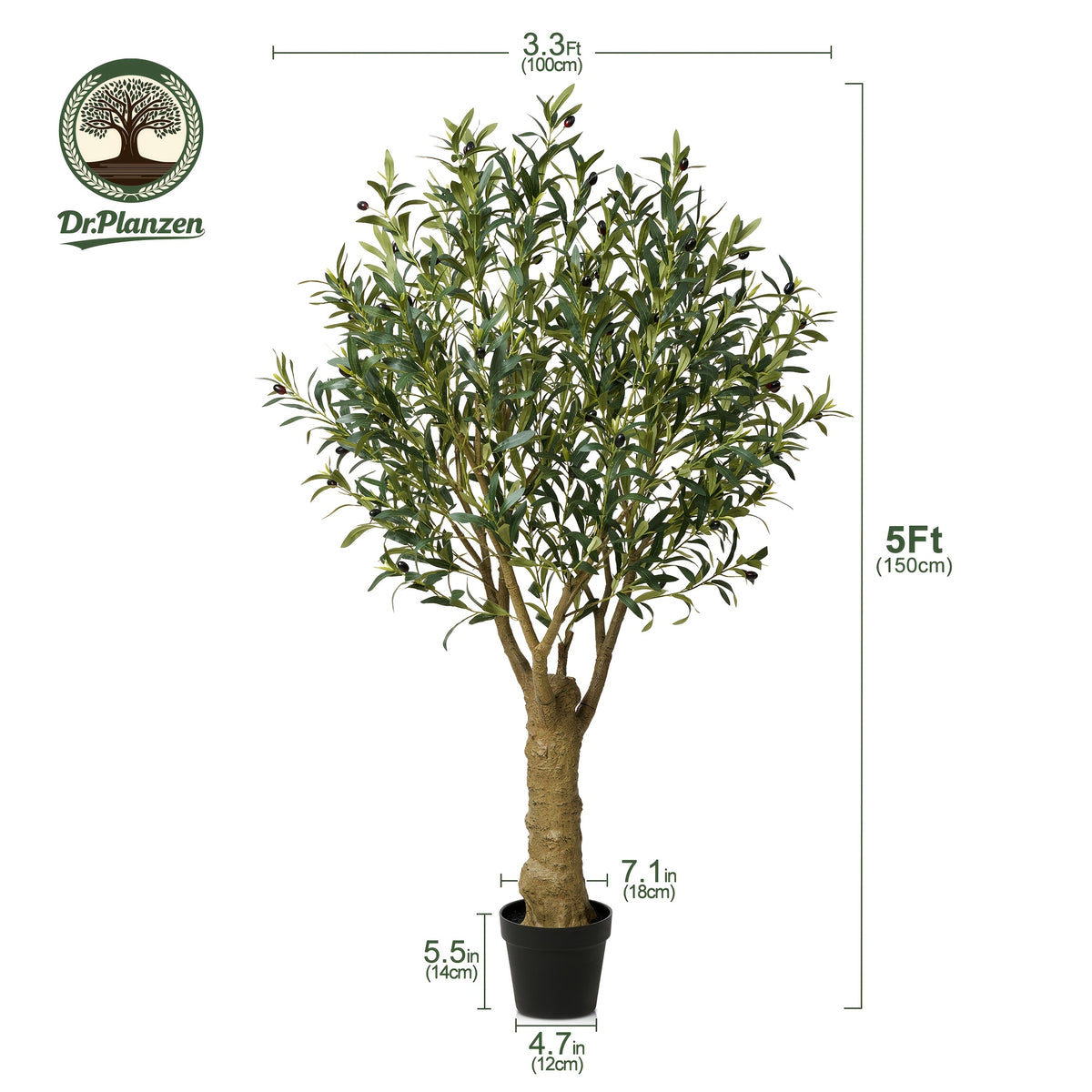 Artificial Olive Tree with Black Planter 5 6 7 8ft UV Resistant Faux Olive Plant Silk Leaves Mediterranean Indoor Outdoor Decor Living Room Office Bedroom Gift