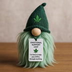 Emotional Support Weed Dwarf Mini Figurine with Encouragement Card – Funny Handmade Fabric Tabletop Decor Novelty Gift for Home Office Desk