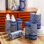 Mandala Round Car Tissue Box Holder 12 Pack, Decorative Cylinder Facial Tissue Container for Car Dashboard & Home, Boho Mandala Pattern Bulk Tissue Dispenser