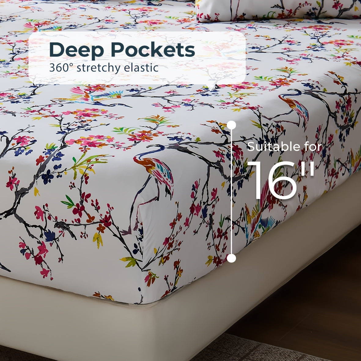 Deep Pocket Printed Sheet Set 3 or 4 Piece Breathable Cool Sheets Luxury Hotel Bedding Soft Wrinkle-Resistant Twin Full Queen King Cal King - Buffalo Check Botanical Florence Paisley Patterns