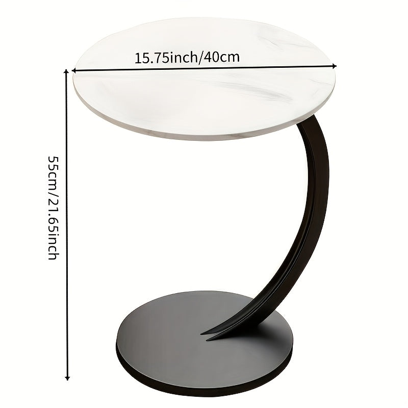 Solid Wood Round Coffee Table – Modern Double-Layer Sofa Side Table for Living Room Bedroom Balcony, Lightweight Luxury Design, White & Black