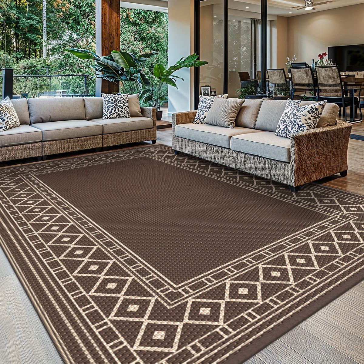 Outdoor Rug for Patio Foldable Reversible Plastic Straw Mat – Waterproof Area Rug for RV, Deck, Porch, Camper, Picnic & Balcony, 4 Sizes