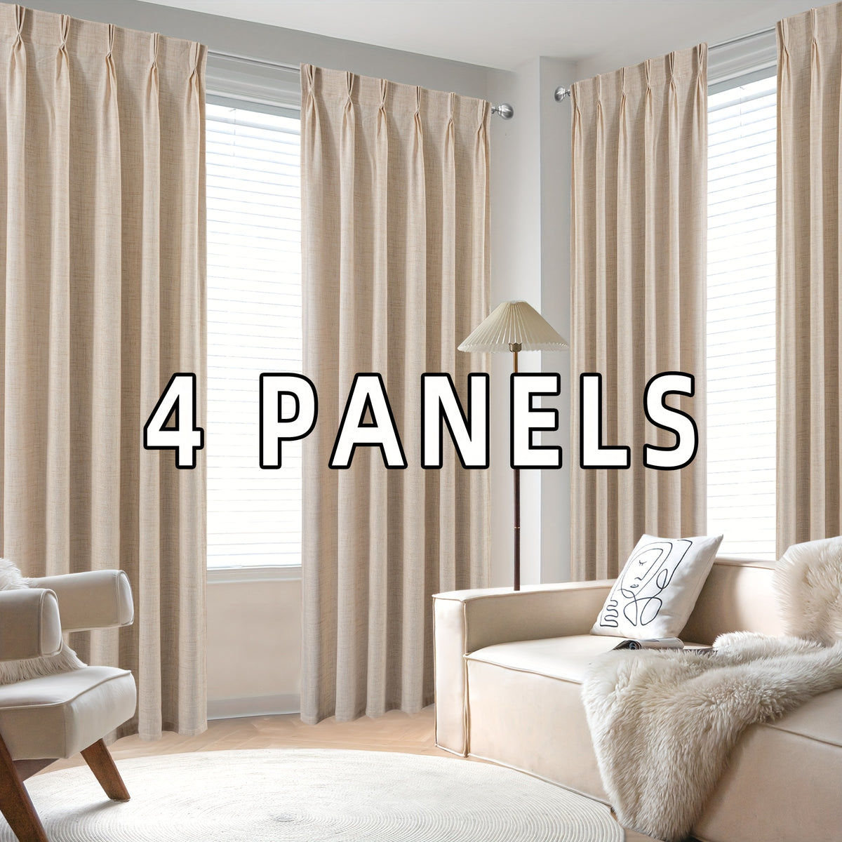 Pinch Pleated Textured Semi-Sheer Curtains – Farmhouse & Modern Rustic, Back Tab | Living Room & Bedroom | 2 Colors, 12 Sizes | Packs of 2 & 4 | Nuvia Haven