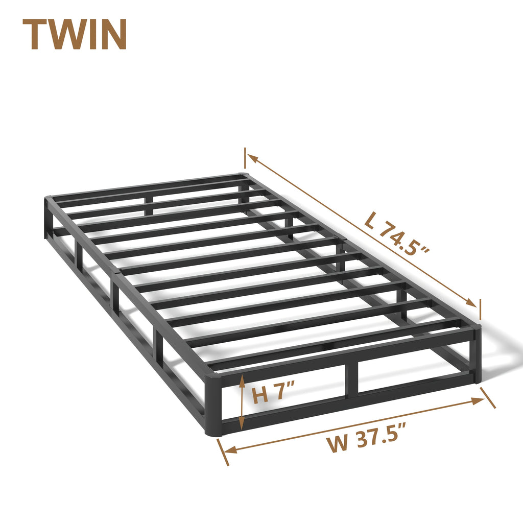 Heavy Duty Box Spring Foundation | 5", 7" & 9" High Metal Frame with Fabric Cover, Easy Assembly – Twin, Full, King