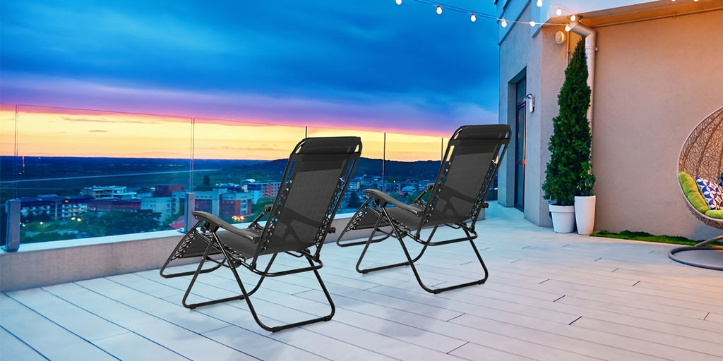Set of 2 Zero Gravity Recliner Lounge Chairs with Cup Holder Tray – Adjustable Outdoor Relaxing Chairs for Patio, Lawn, Garden & Beach | 7 Color Options