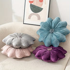 Velvet Flower-Shaped Throw Pillow with Pillow Core - Elegant Round Cushion for Sofa Bed and Living Room Decor Christmas Home Decoration Gift