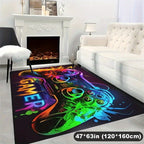 Gamer Area Rug – Cyberpunk Game Controller Design, Large Square Polyester Mat for Teen Bedrooms & Gaming Rooms