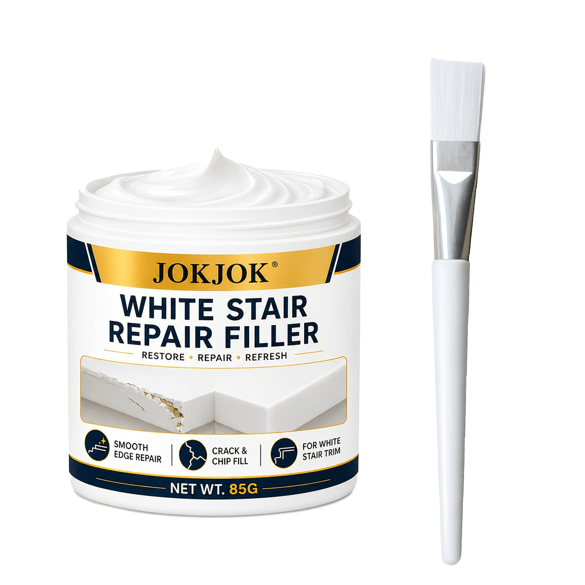 White Wood Repair Paste for Door Frames, Trim & Furniture Edges, Covers Chips, Scuffs & Surface Damage for a Smooth Clean Finish, Wood Frame Filler for Walls, Baseboards & Molding