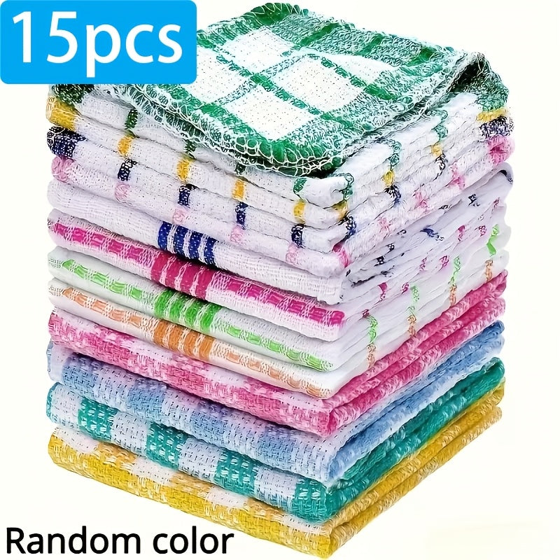 Reusable Kitchen Dishcloths Set of 15 – Soft Absorbent Cleaning Cloths, Quick-Dry Scrubbing Wipes for Kitchen, Household Dish Towels