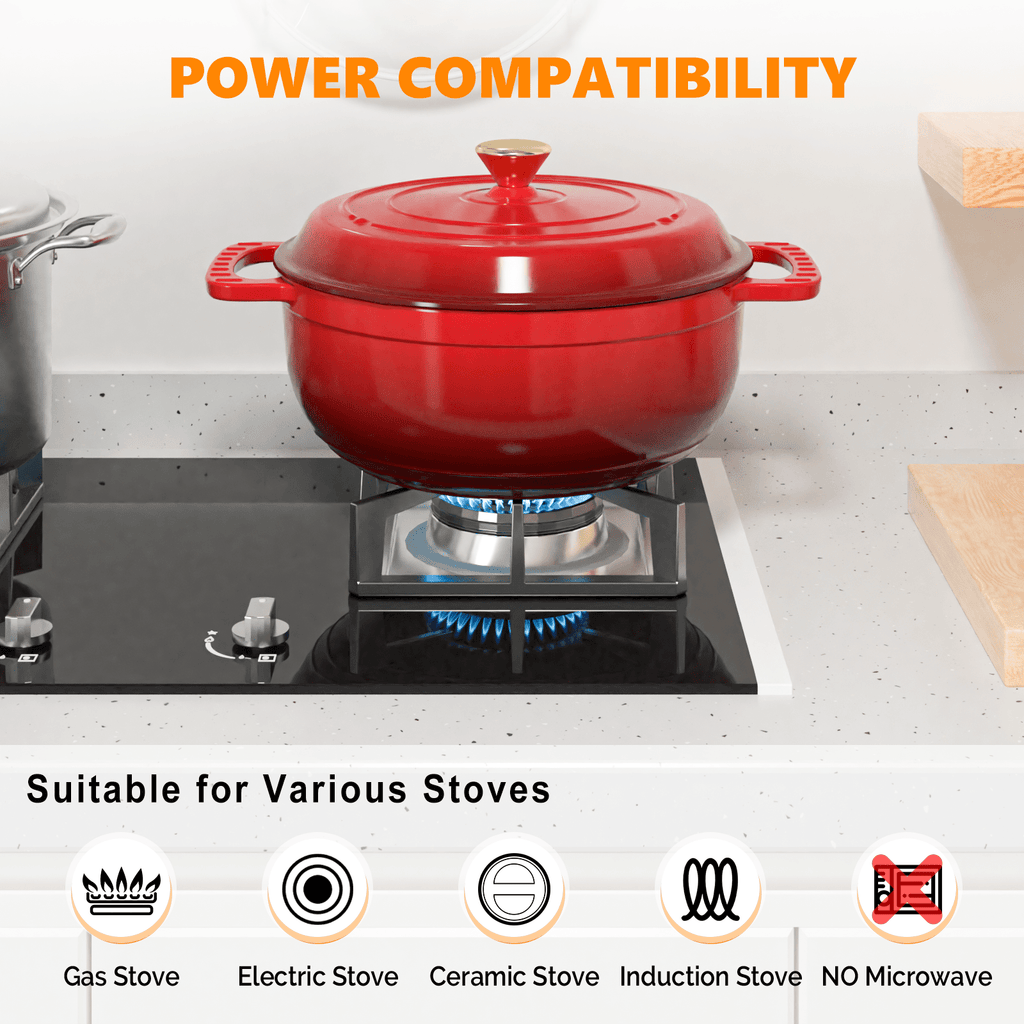 Dutch Oven 5QT 6QT 7.5QT Enameled Cast Iron Cookware with Lid Silicone Handles Oven Safe 500°F Bread Baking Stews Roasts Multiple Colors