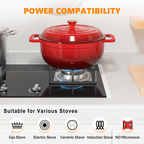 Dutch Oven 5QT 6QT 7.5QT Enameled Cast Iron Cookware with Lid Silicone Handles Oven Safe 500°F Bread Baking Stews Roasts Multiple Colors