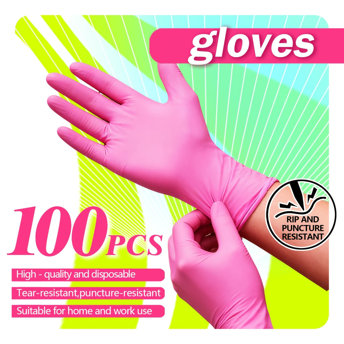 Disposable Gloves 6 Mil Pink 50 100 or 150 Count Waterproof Durable Multi-Purpose for Kitchen Cleaning Beauty Hairdressing Tattooing Pet Care Gardening Home and Commercial Use