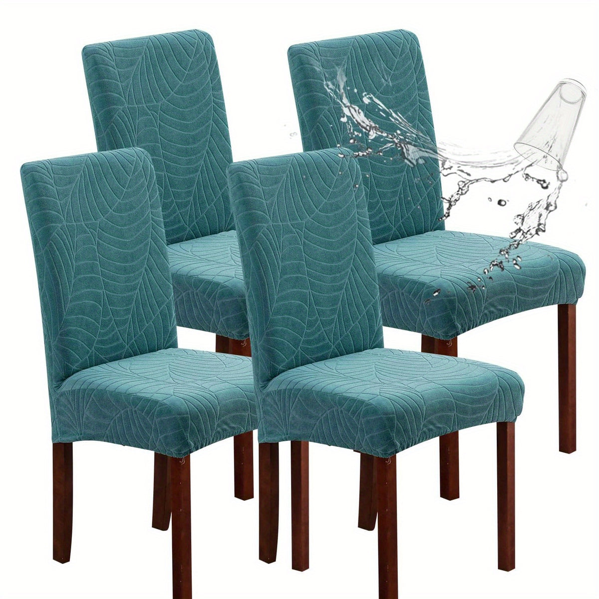 Stretch Jacquard Dining Chair Covers Set of 4 or 6 Removable Washable Polyester-Elastane Slipcovers – Chair Protector for Kitchen Home Hotel Restaurant, Valentine's Day Home Decoration