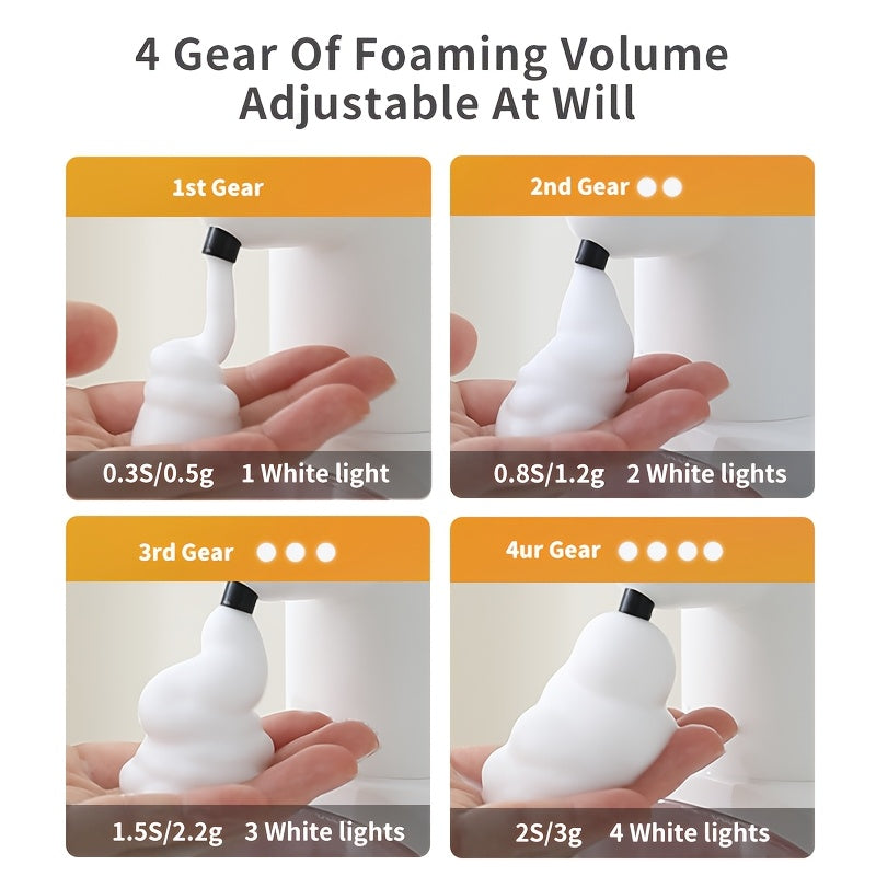 Automatic Foam Soap Dispenser Touchless USB Rechargeable - Wall-Mountable Hands-Free Soap Pump with Adjustable Foam Output for Bathroom, Kitchen & Pet Bathing, Works with Liquid Soap, Body Wash & Dish Detergent - White & Black