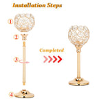 Crystal Candelabra Centerpiece Set of 6 – Elegant Wedding Table Decoration, Candlelit Dinner Photo Props, Birthday Anniversary Party Decor for Home Hotel Banquet (Candles Not Included)