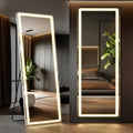 Smart LED Touch Sensor Full-Length Mirror with Adjustable Brightness – Wall-Mount & Freestanding Slim Modern Frame for Vanity, Bedroom & Dressing Room Lighting