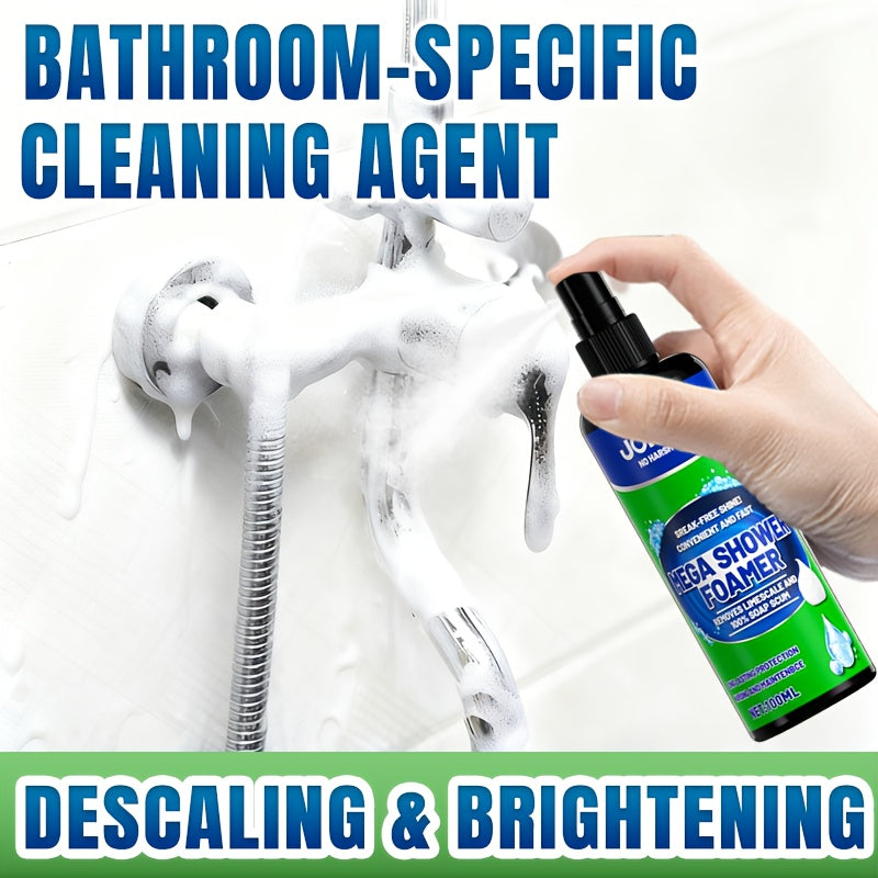 Bathroom Cleaner Spray with Sponge, Deep Cleaning & Stain Removal for Tiles & Fixtures, Removes Soap Scum & Water Marks, Lemon Scent Fresh Shiny Finish