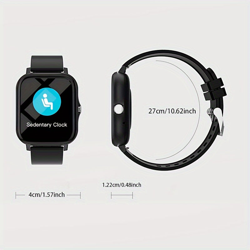 Large Screen Smartwatch with HD Voice Call, Multiple Sports Modes, Sleep Detection & Customizable Watch Faces – Compatible with Android & iPhone, Silicone Band