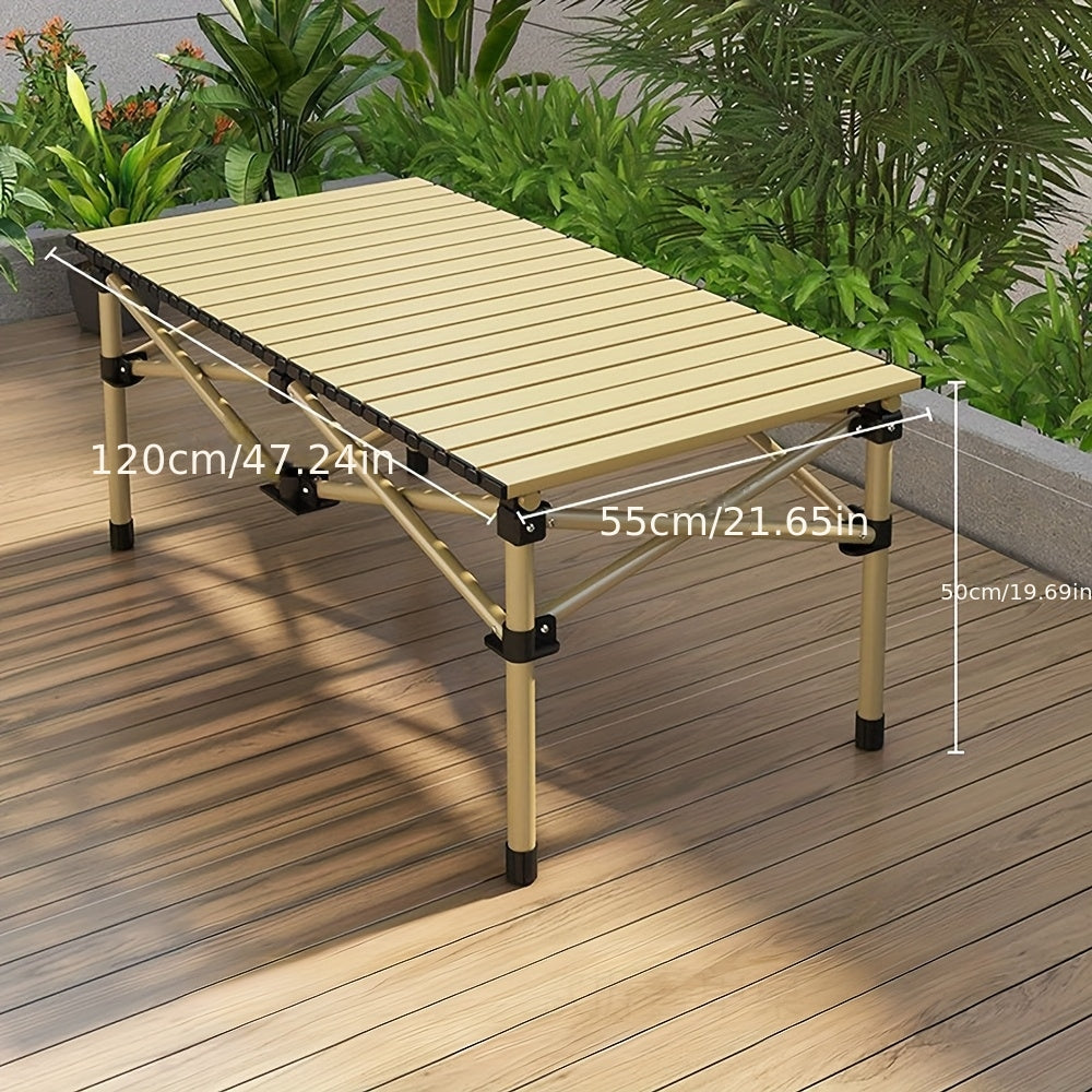 Portable Foldable Camping Picnic Table 4-6 Person Adjustable Height Metal Outdoor Folding Table with Storage Bag for Backyard Beach BBQ Indoor Outdoor