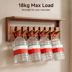 Wall Mounted Coat Rack Foldable Hooks Solid Rubberwood 6 or 8 Hooks 22 lbs Capacity Floating Shelf Dual Installation Drilling or Adhesive for Entryway Bedroom Bathroom Living Room