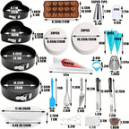 540PCS Cake Decorating Kit with 4 Springform Pans, Rotating Turntable & 55 Icing Tips – Complete Baking Supplies Set with Piping Bags, Fondant Tools & Cupcake Liners for Beginners